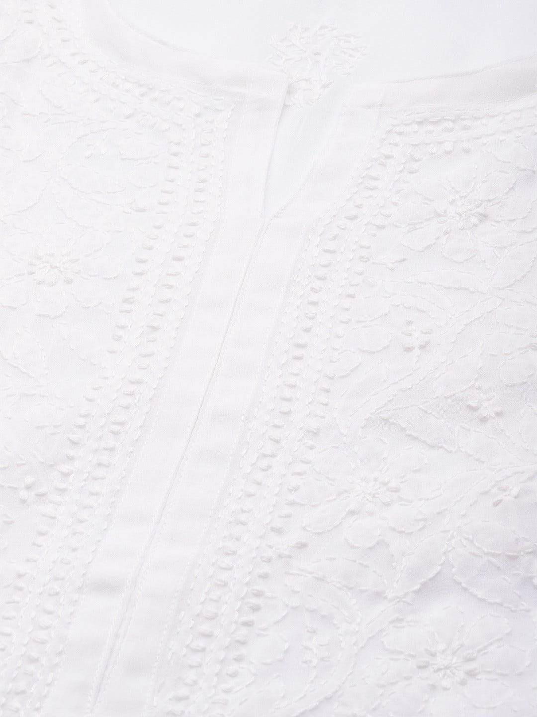 Ada Hand Embroidered White/Fawn Georgette Lucknowi Chikankari Kurta Set A811177