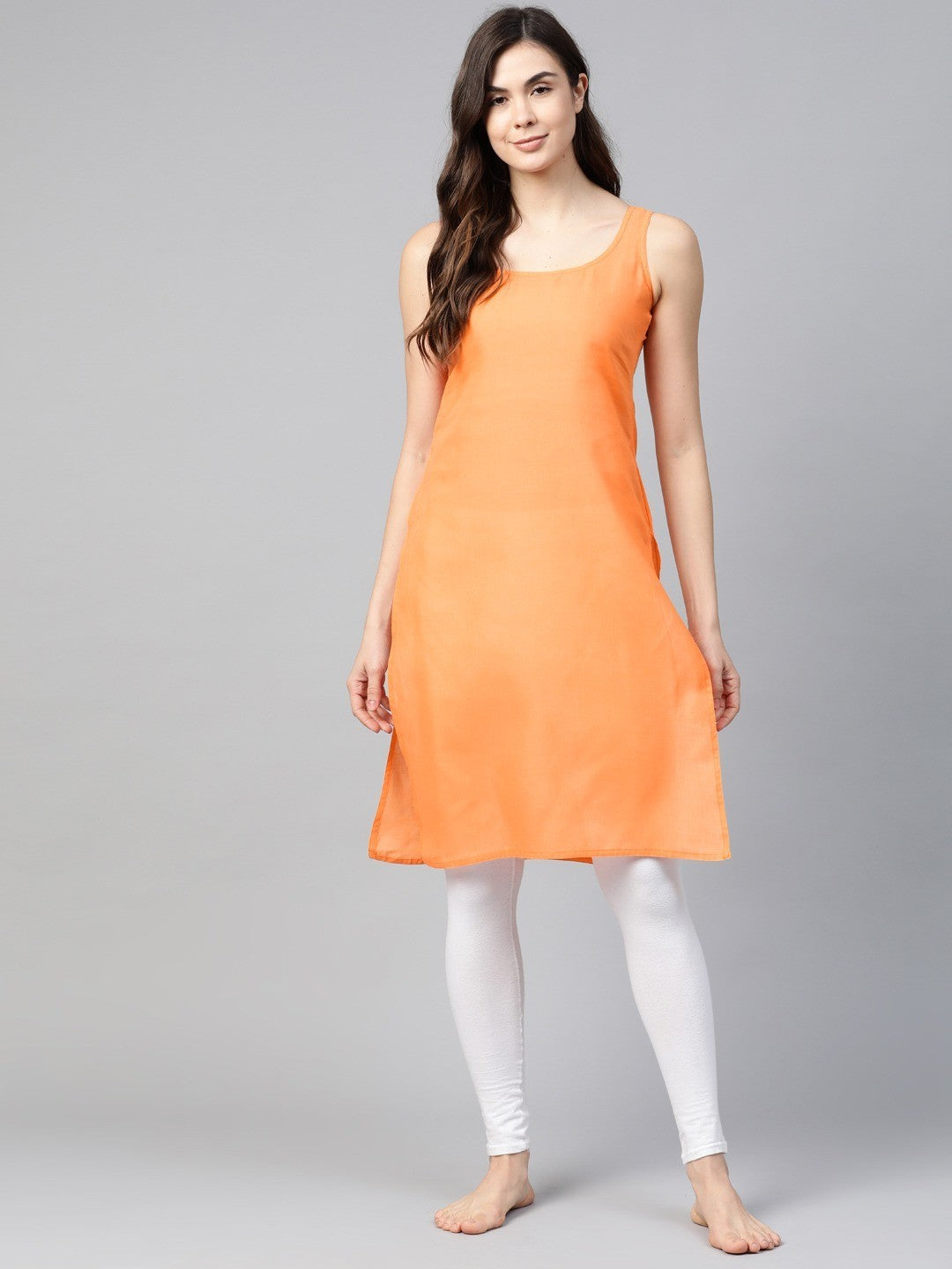 Ada  Black And Orange Cotton Long Slips Combo of 2  A111134.