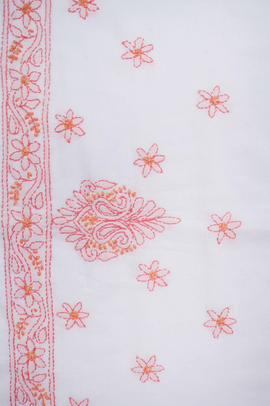 Ada Hand Embroidered White Cotton Lucknowi Chikankari Unstitched Suit Piece 01A275104
