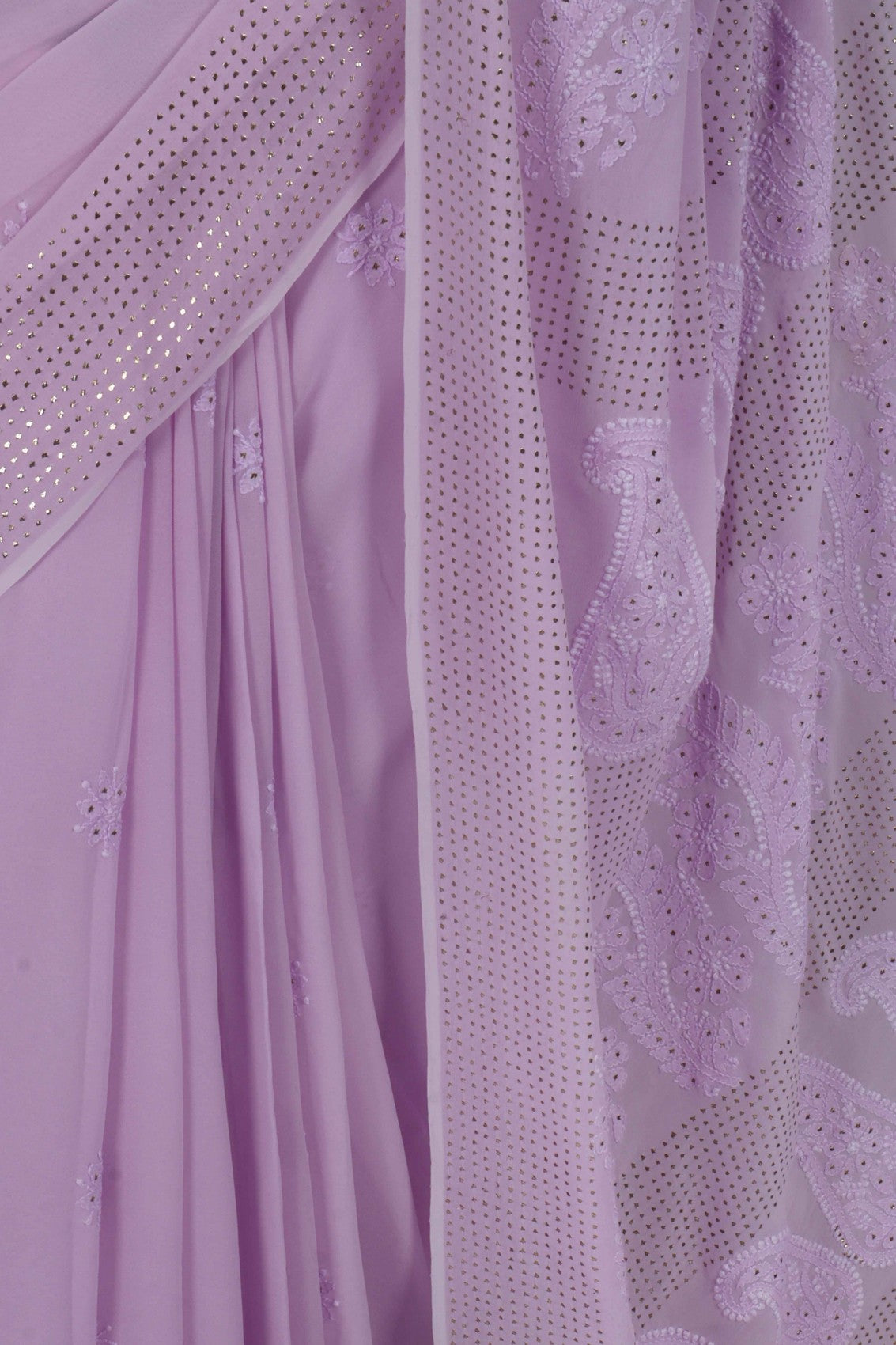 Ada Hand Embroidered Mauve Georgette Lucknowi Chikankari Saree/Blouse with Muqaish Work 01A217614
