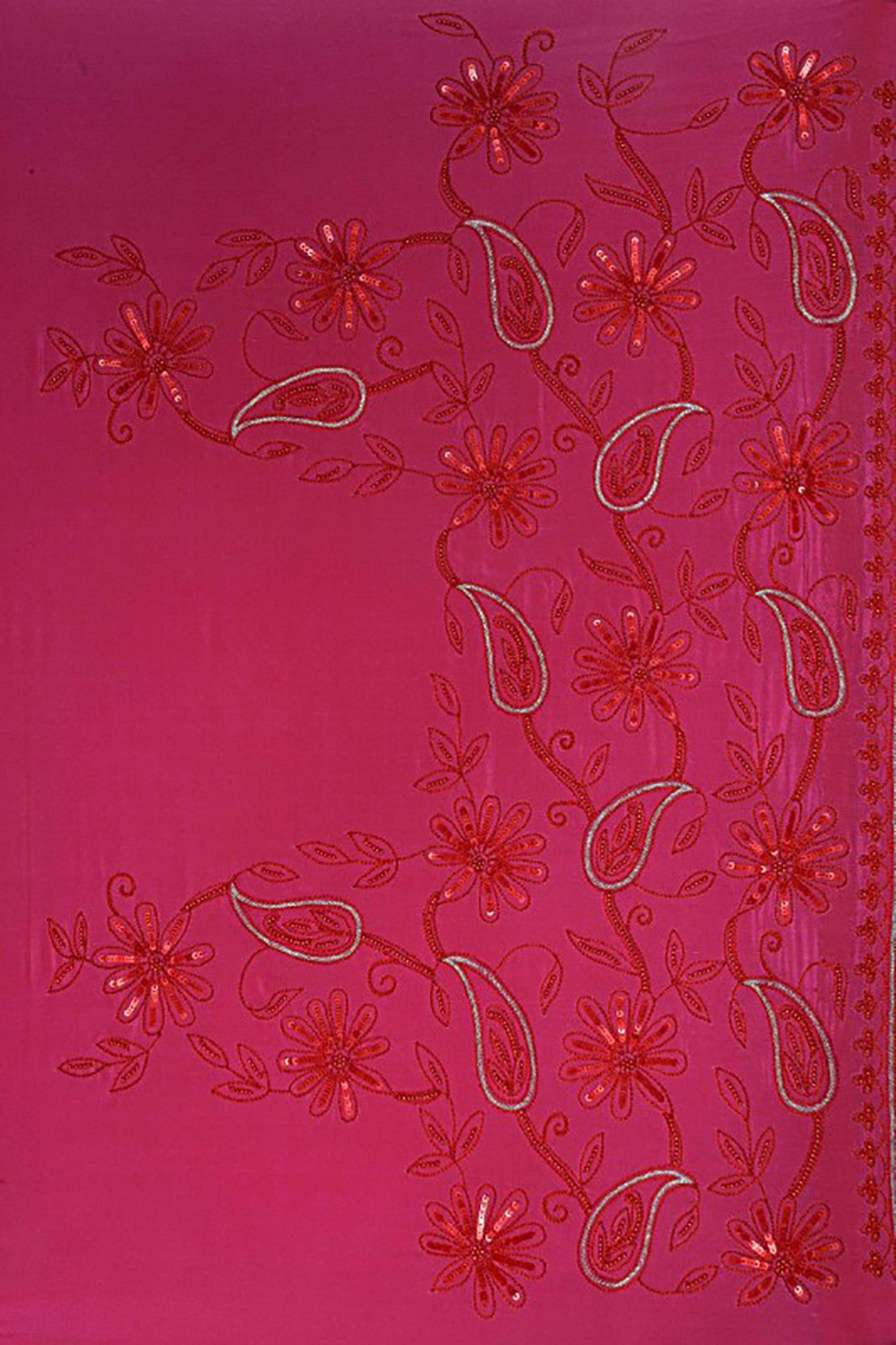 Ada Hand Embroidered Magenta/Red Pure Georgette Lucknowi Chikankari Saree/Blouse  With Pearl Work A4526