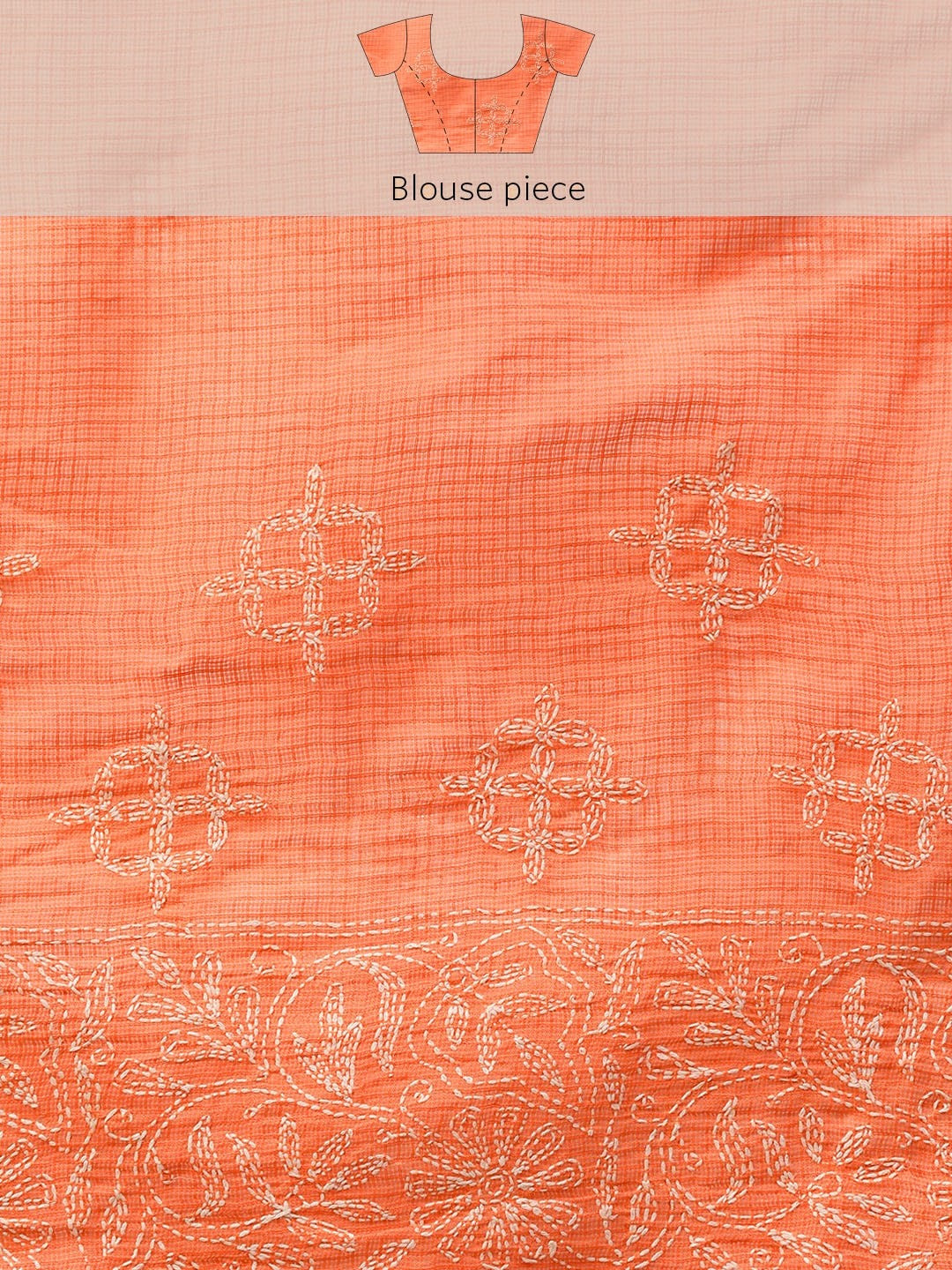 Ada Hand Embroidered Rust Kota Lucknow Chikan Saree With Blouse- A311225