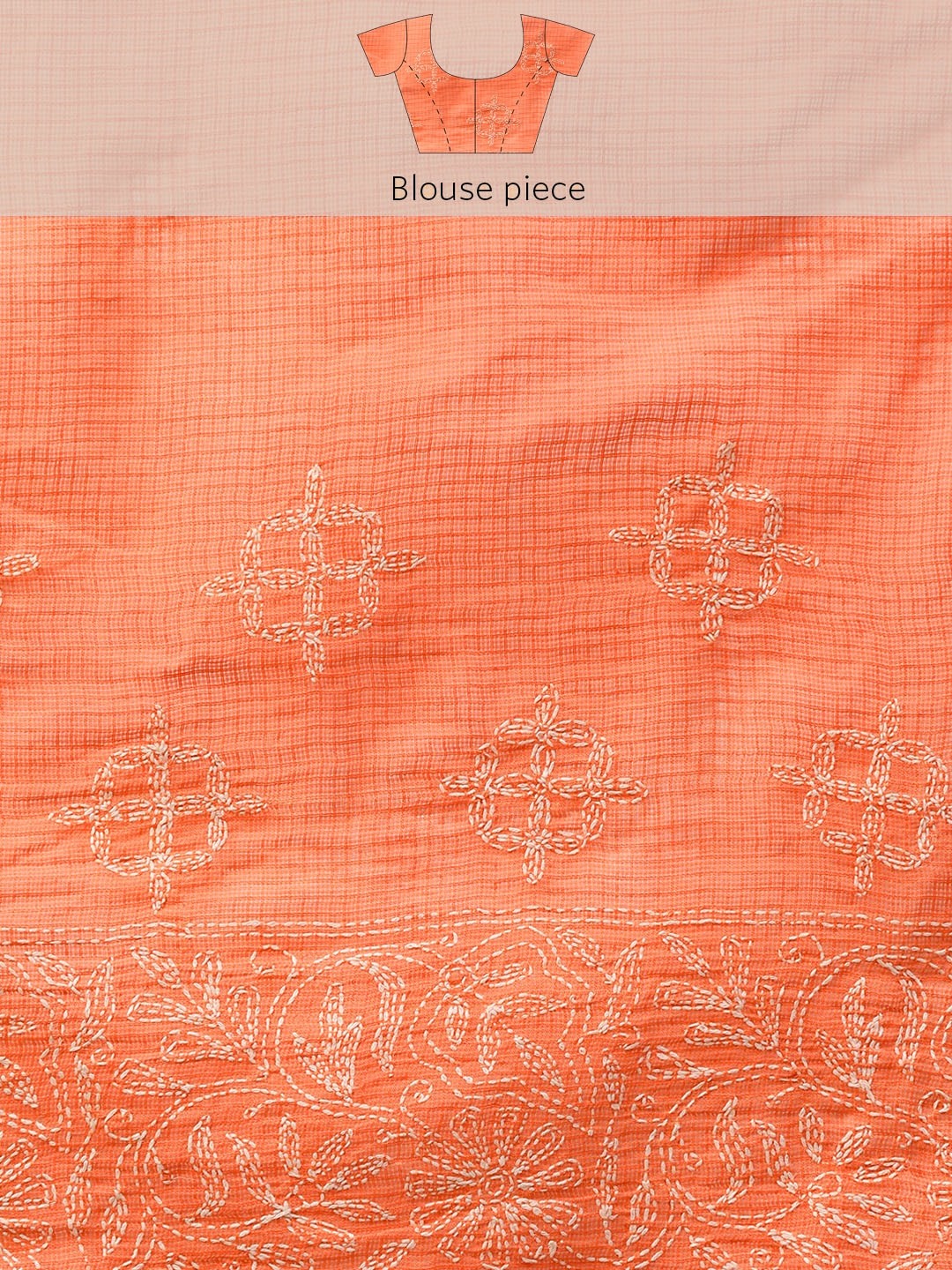 Ada Hand Embroidered Rust Kota Lucknow Chikan Saree With Blouse- A311225