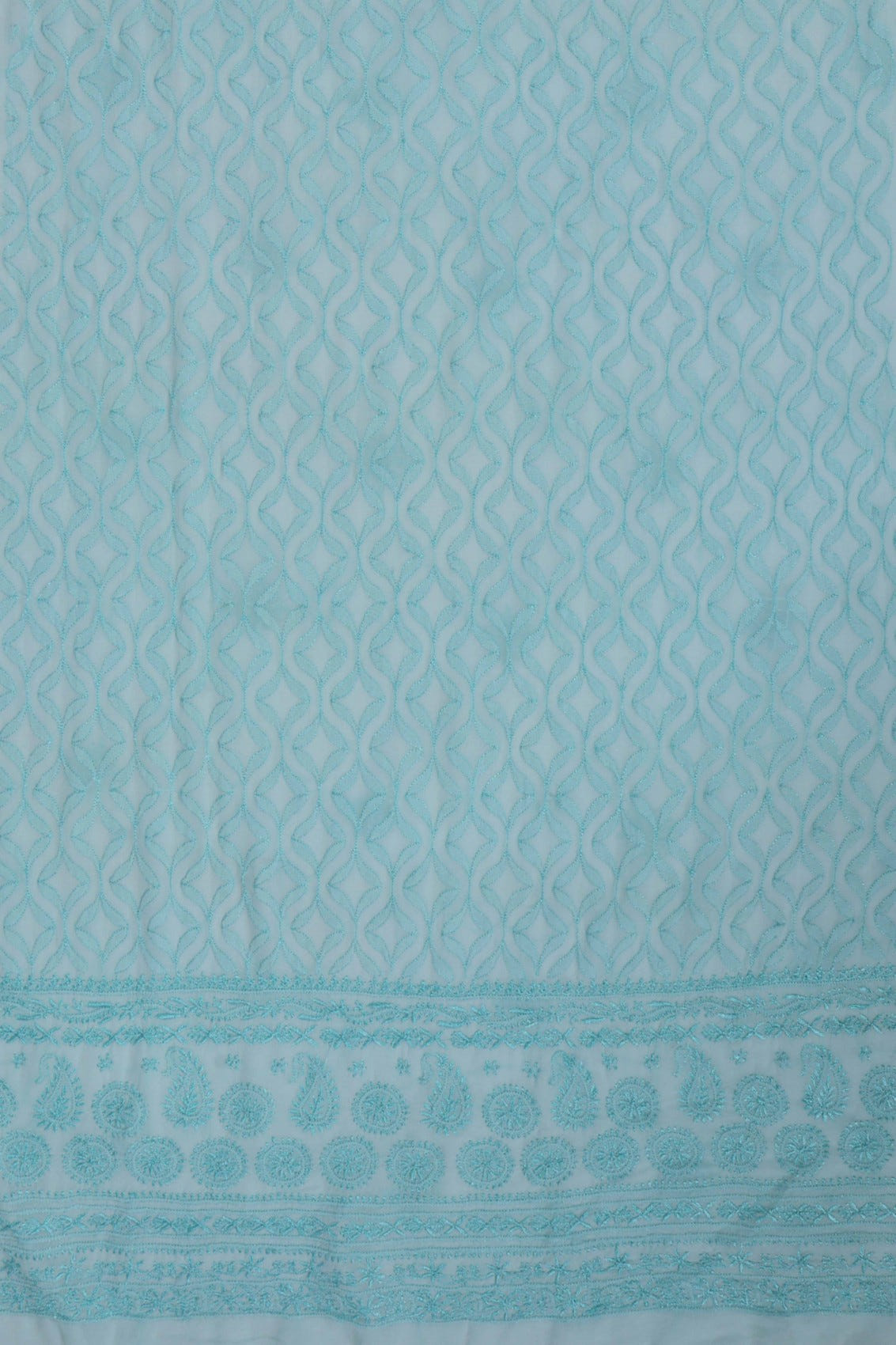 Ada Hand Embroidered Sea Green Georgette Lucknowi Chikankari Unstitched Kurta Dupatta Set A525503