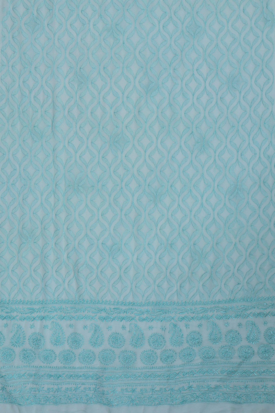 Ada Hand Embroidered Sea Green Georgette Lucknowi Chikankari Unstitched Kurta Dupatta Set A525503