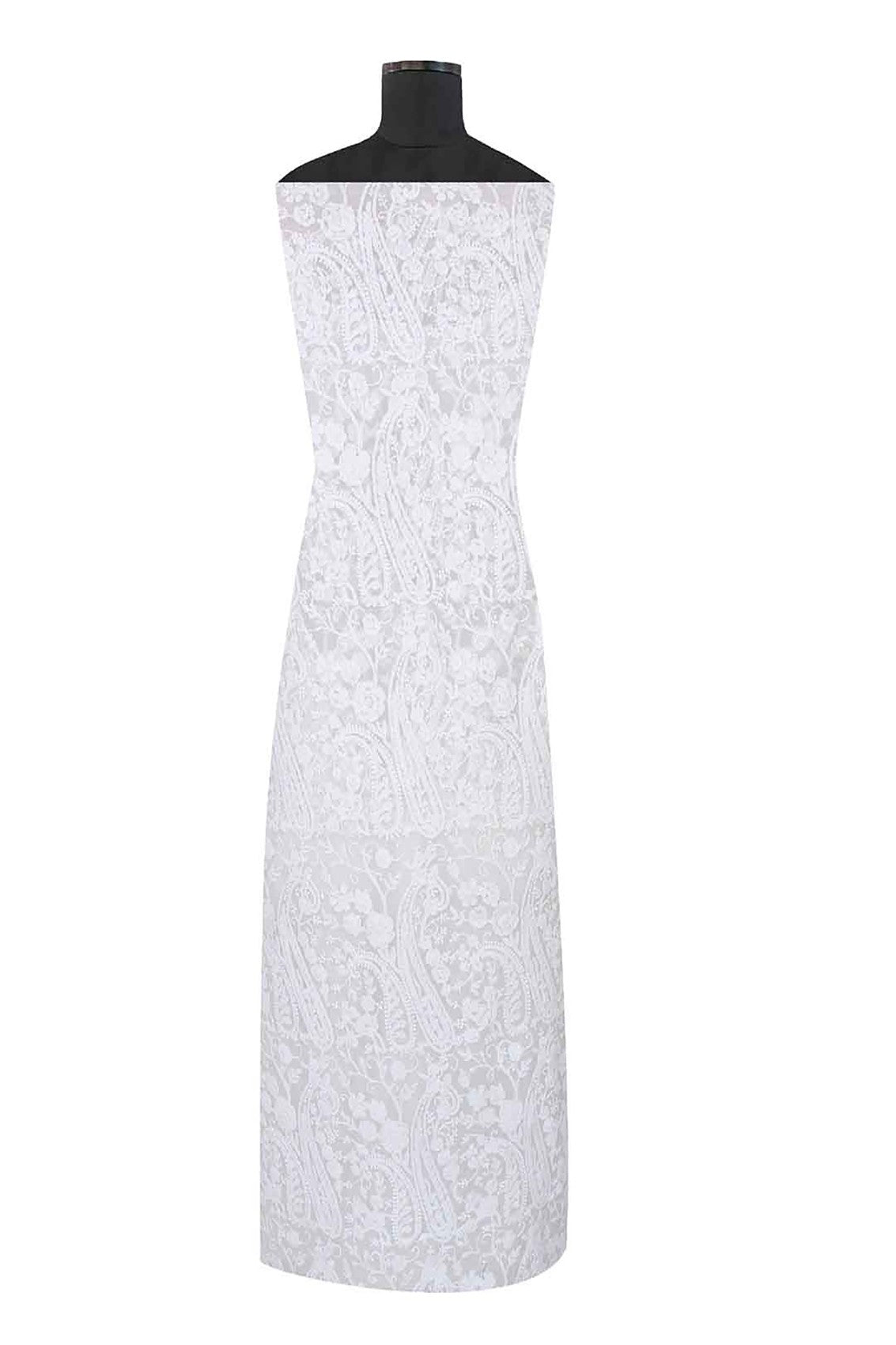 Ada Hand Embroidered White Chiffon Lucknowi Chikankari Unstitched Kurta Piece A94869