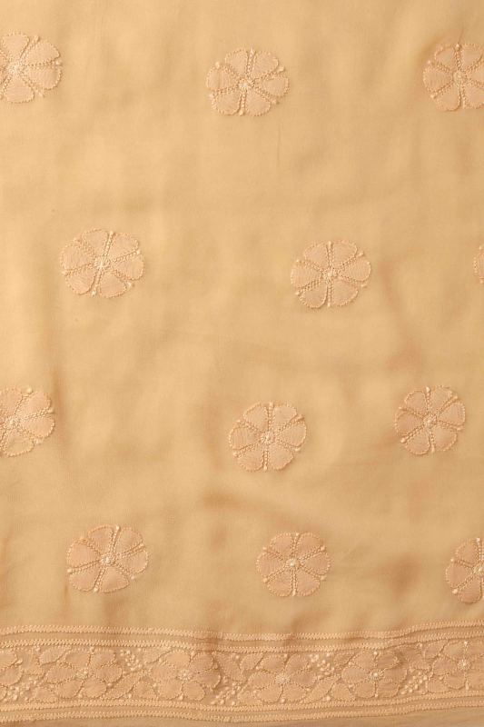 Ada Hand Embroidered Fawn Georgette Lucknowi Chikan Unstitched Kurta Piece-A370783