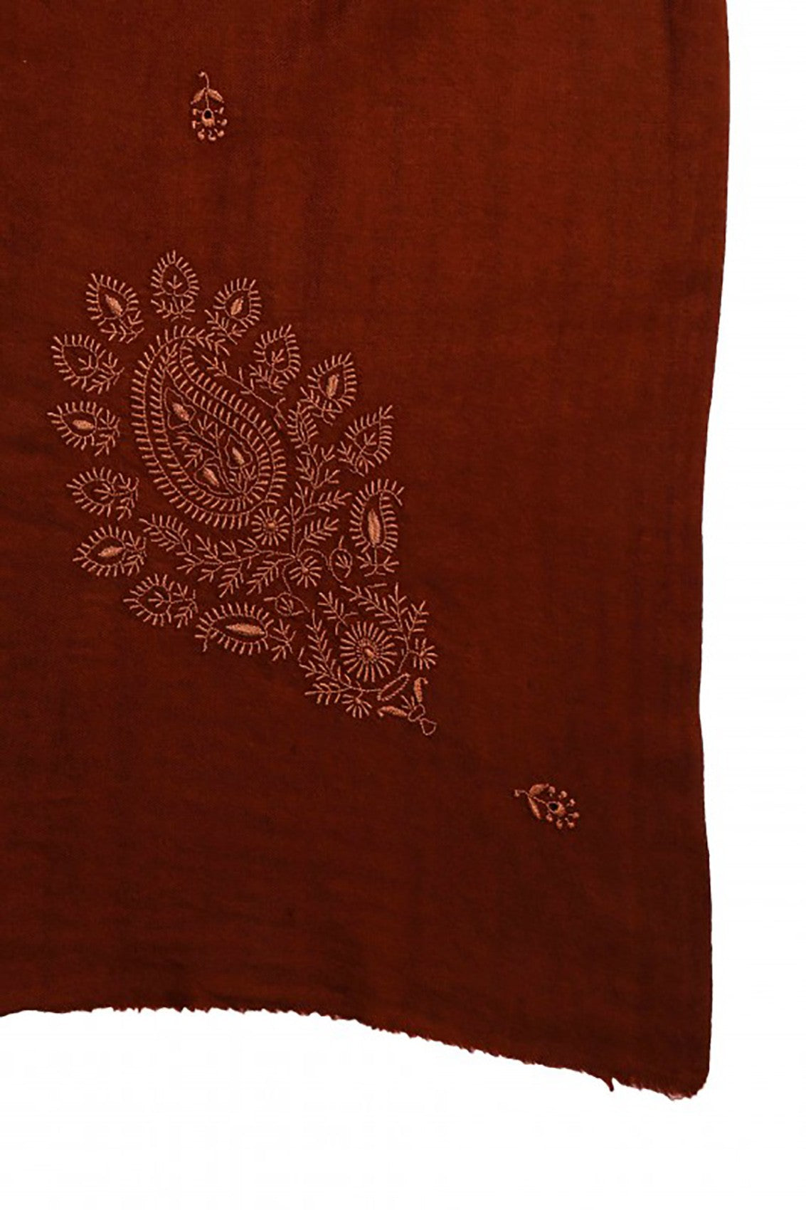 Ada Hand Embroidered Rust Pashmina Lucknowi Chikankari Stole A114101