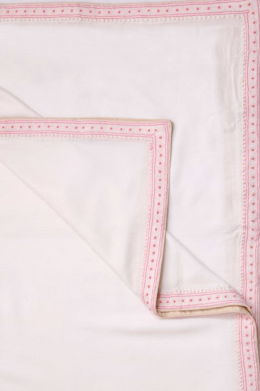 Ada Hand Embroidered White Cotton Lucknowi Chikankari Table Cover A220547