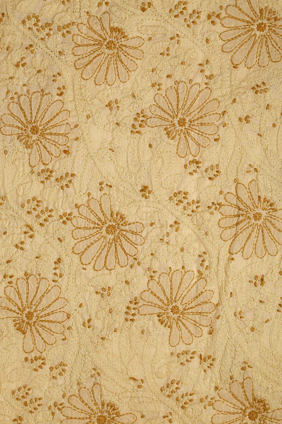 Ada Hand Embroidered Fawn Cotton Lucknowi Chikan Unstitched Suit Piece-A100307