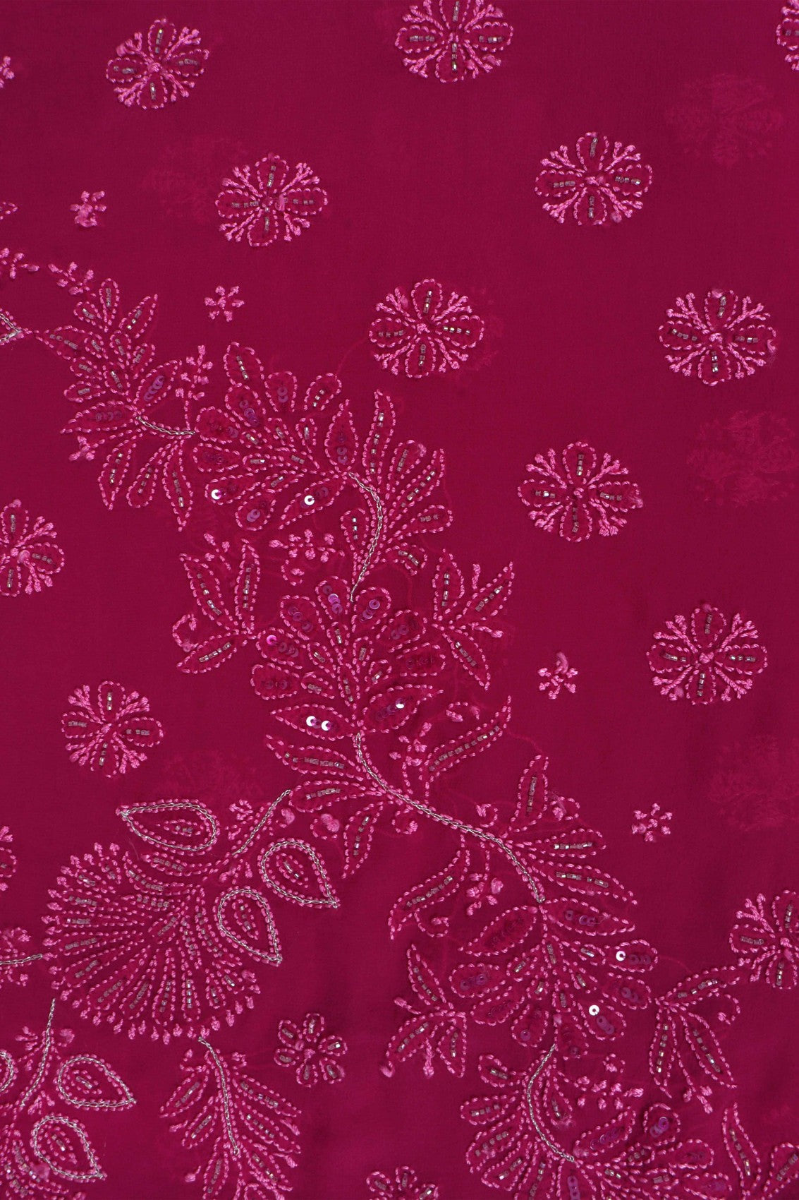 Ada Hand Embroidered Magenta Pure Georgette Lucknowi Chikankari Saree/Blouse Cutdana Work 01A246622