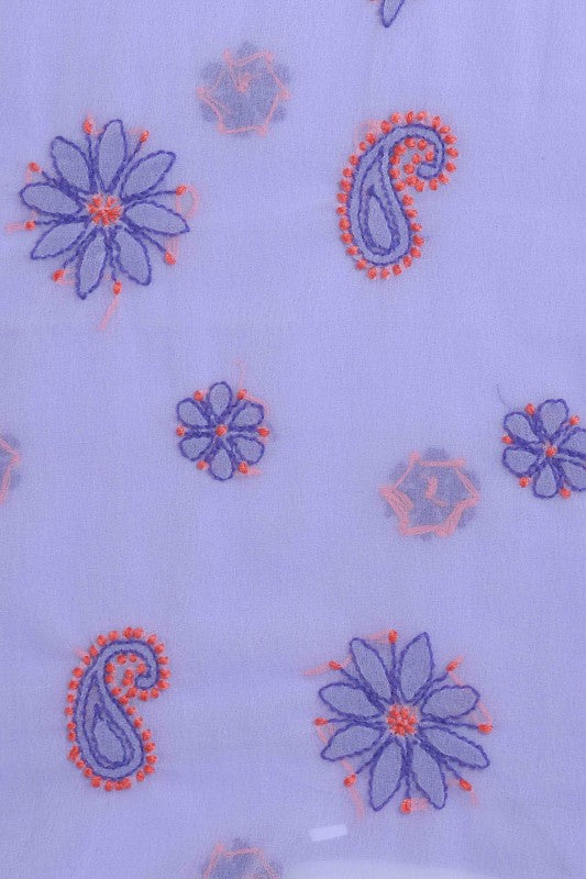 Ada Hand Embroidered Mauve Georgette Lucknowi Chikan Unstitched Suit Piece A211193