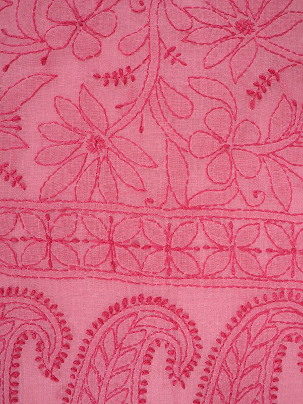 Ada Hand Embroidered Pink Cotton Lucknowi Chikankari Saree with Blouse A590179
