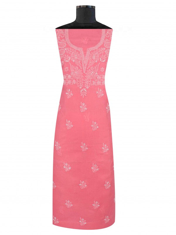 Ada Hand Embroidered Hot Pink Cotton Lucknowi Chikan Unstitched Suit Piece A266773