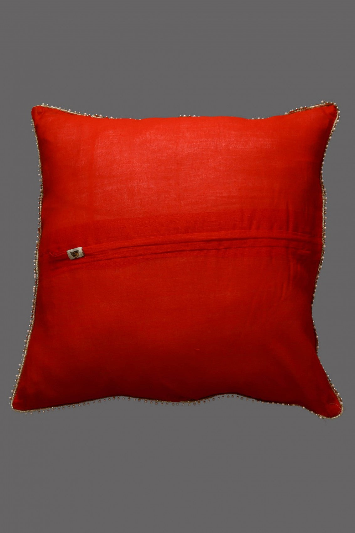 Ada Hand Embroidered Green/Red Pure Georgette Lucknowi Chikankari Cushion Cover Set Of 2 A333824