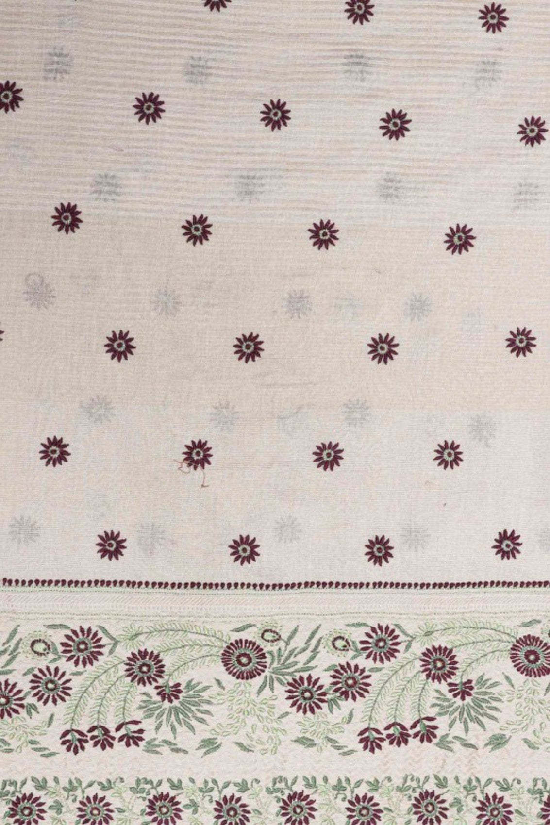 Ada Hand Embroidered Cream Chanderi Lucknowi Chikankari Saree With Blouse A91757