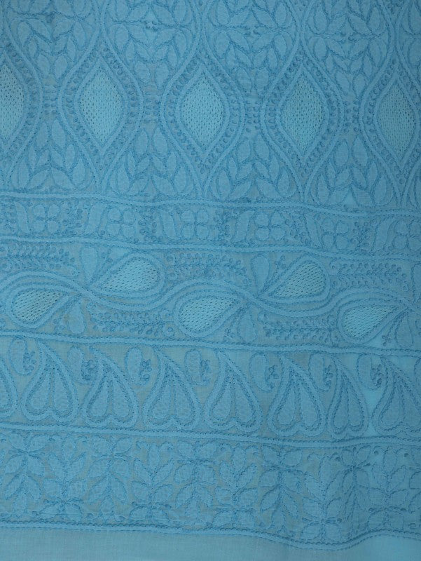 Ada Hand Embroidered Blue Cotton Lucknowi Chikankari Unstitched Suit Piece 01A193629