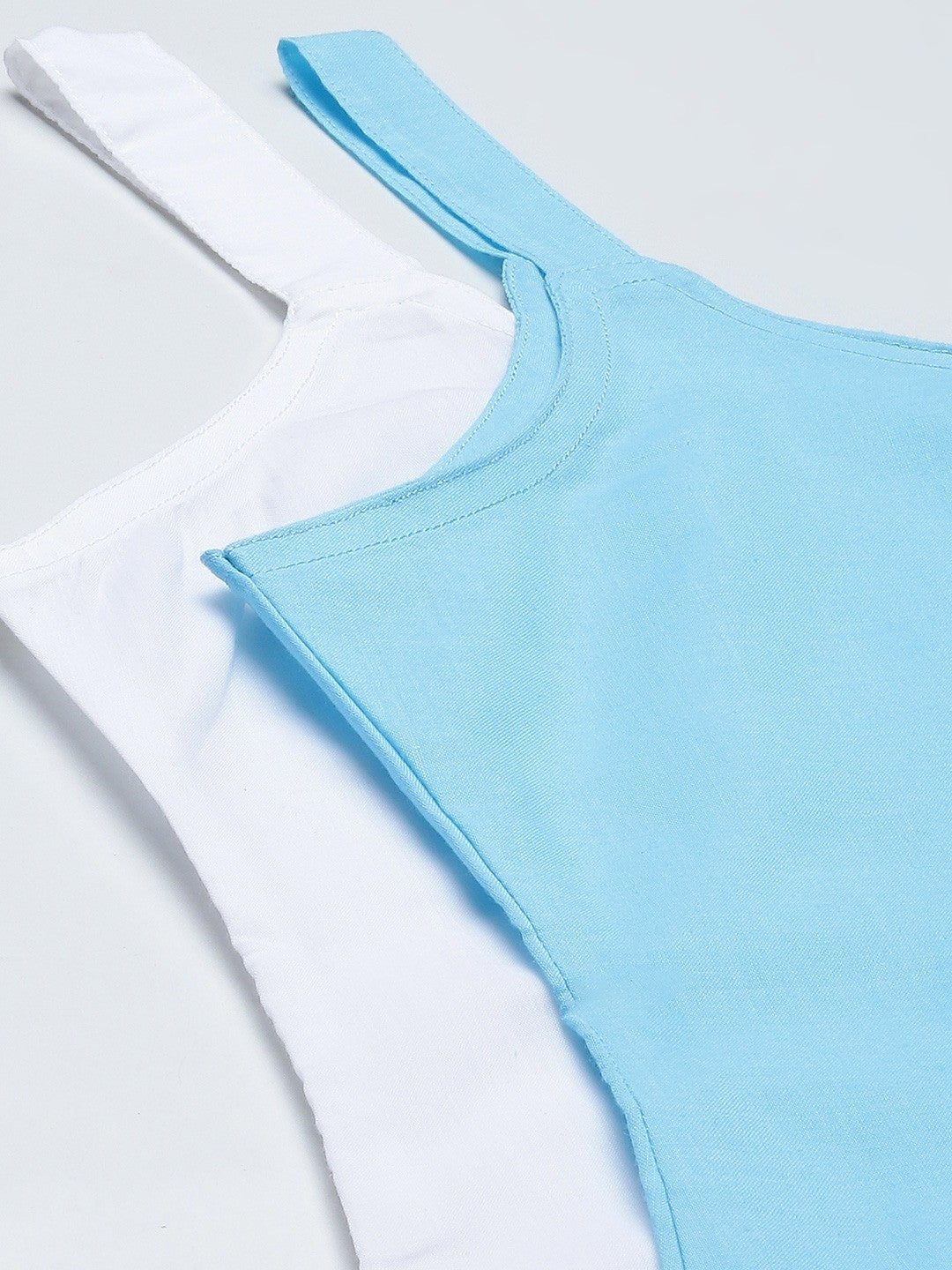 Ada White & Blue Cotton Short Slips Combo of 2 A111170.