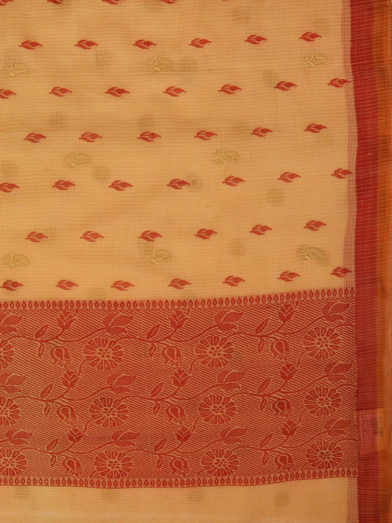 Ada Hand Embroidered Sandstone Orange Kota Lucknowi Chikankari Saree with Blouse A555452
