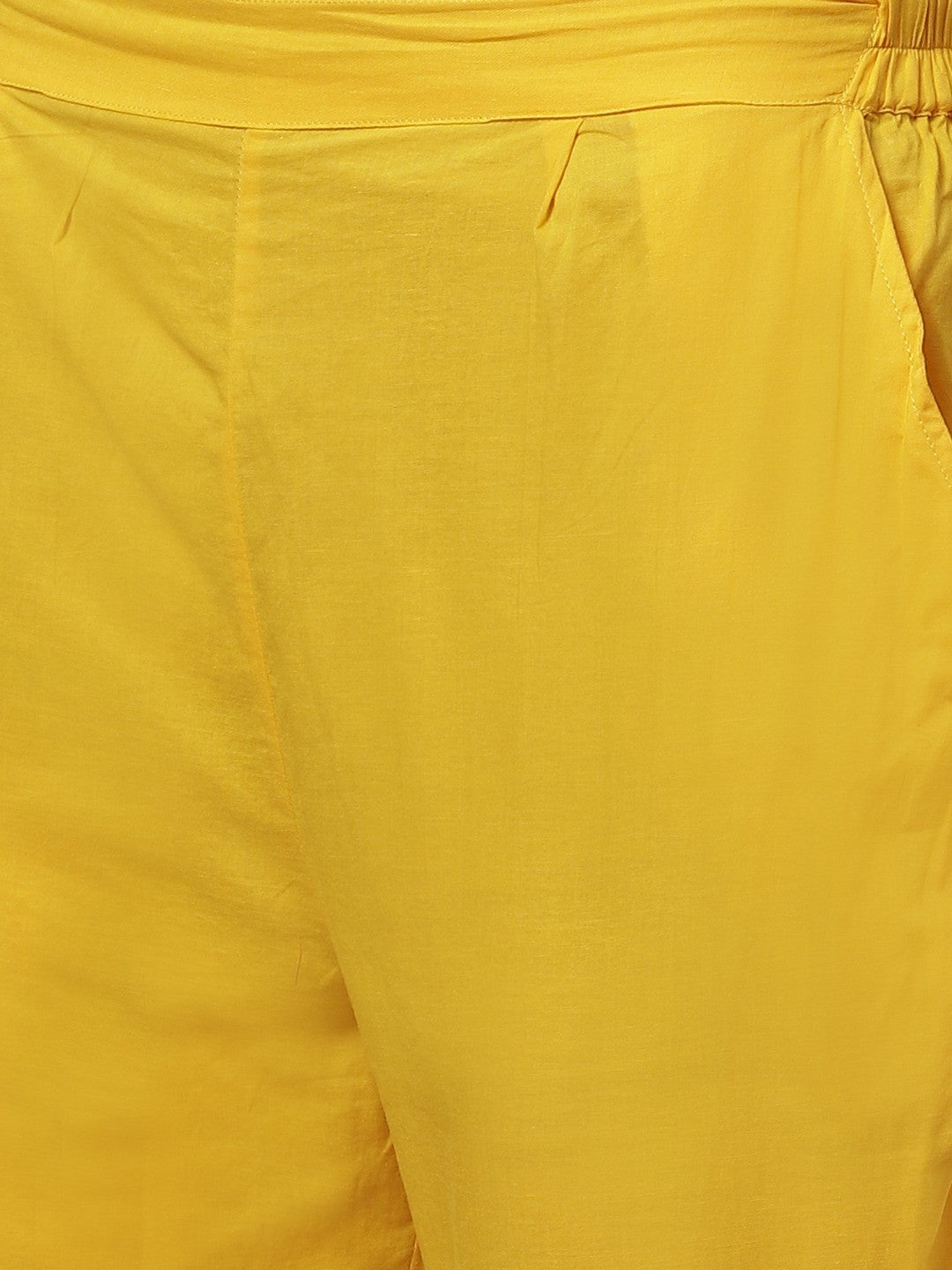 Ada Hand Embroidered Yellow Cotton Lucknowi Chikankari Straight Kurta With Trouser Set A100330