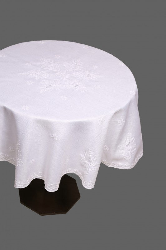 Ada Hand Embroidered White Cotton Lucknowi Chikankari Table Cover A354954