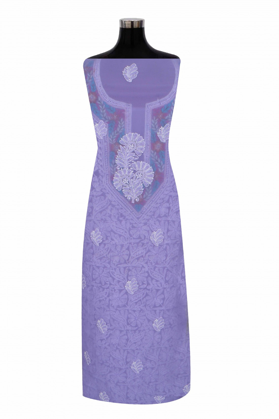 Ada Hand Embroidered Mauve Georgette Lucknowi Chikankari Unstitched Suit Piece With Parsi Work 01A250597