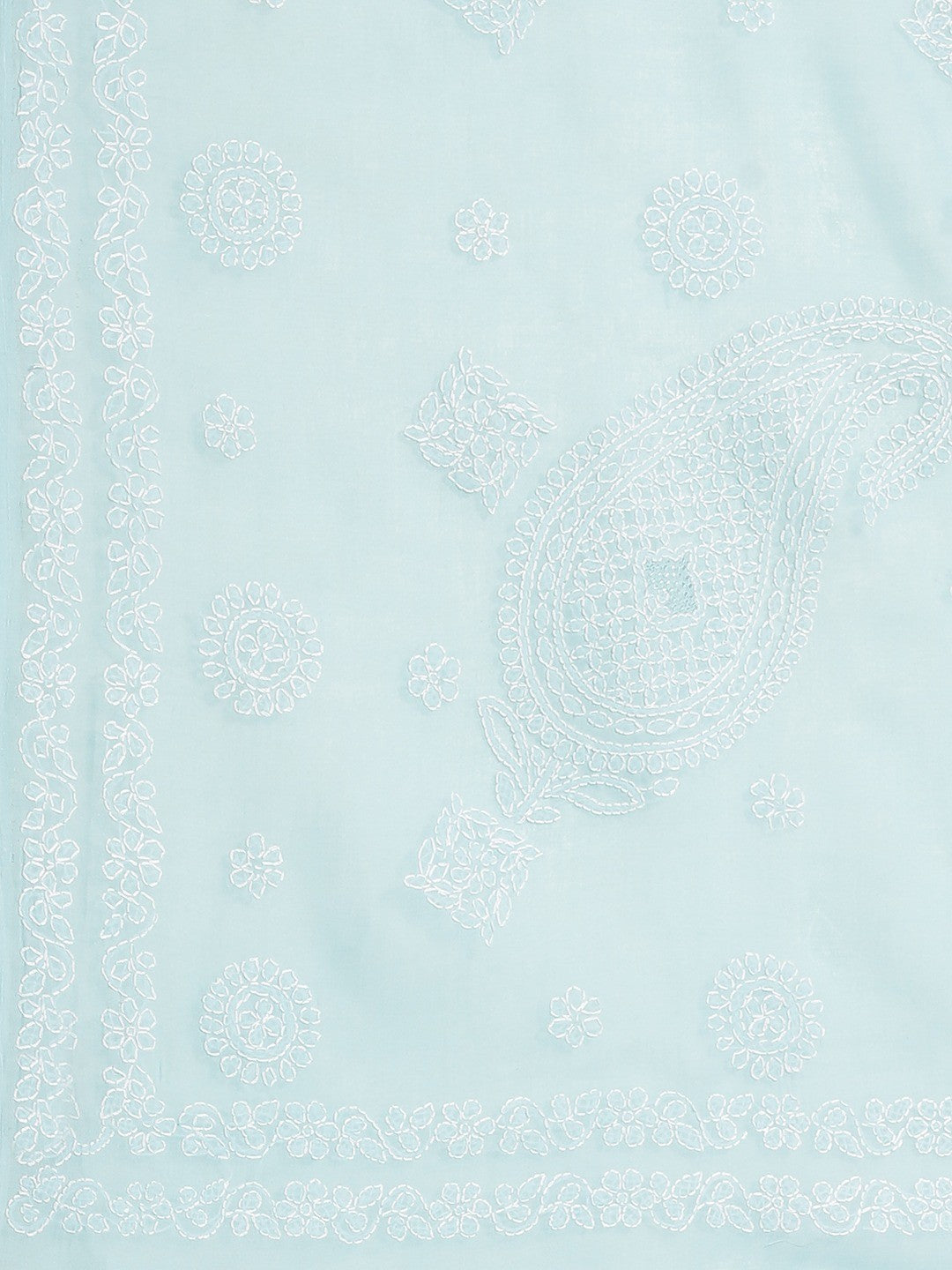 Ada Hand Embroidered Blue Cotton Lucknow Chikan Saree With Blouse A311130