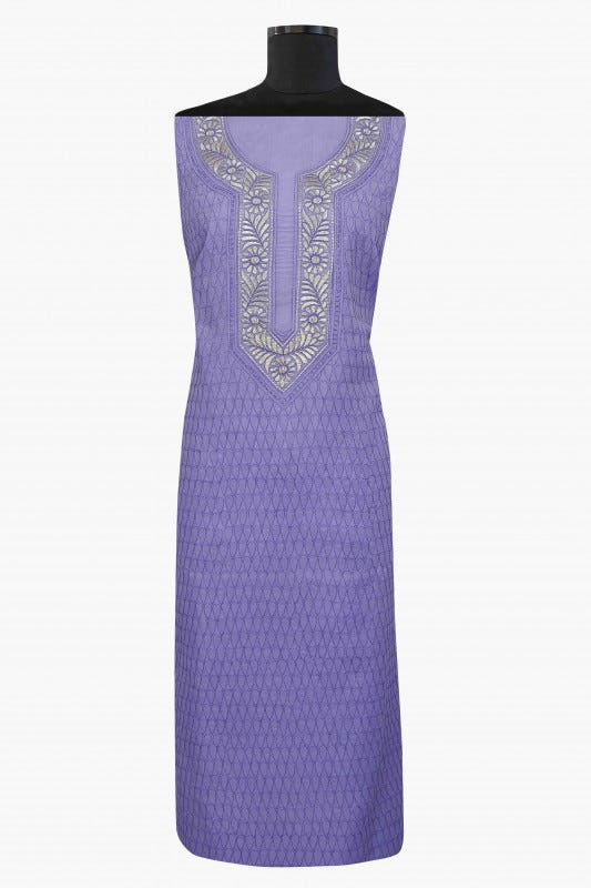 Ada Hand Embroidered Mauve Cotton Lucknowi Chikan Unstitched Suit Piece–A100187