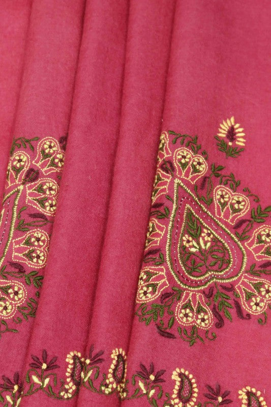 Ada Hand Embroidered Pink Lucknow Chikankari Woolen Stole A222675