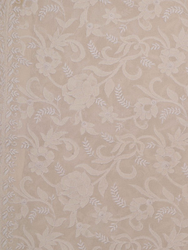 Ada Hand Embroidered Off White Pure Georgette Lucknowi Chikankari Dupatta A180538