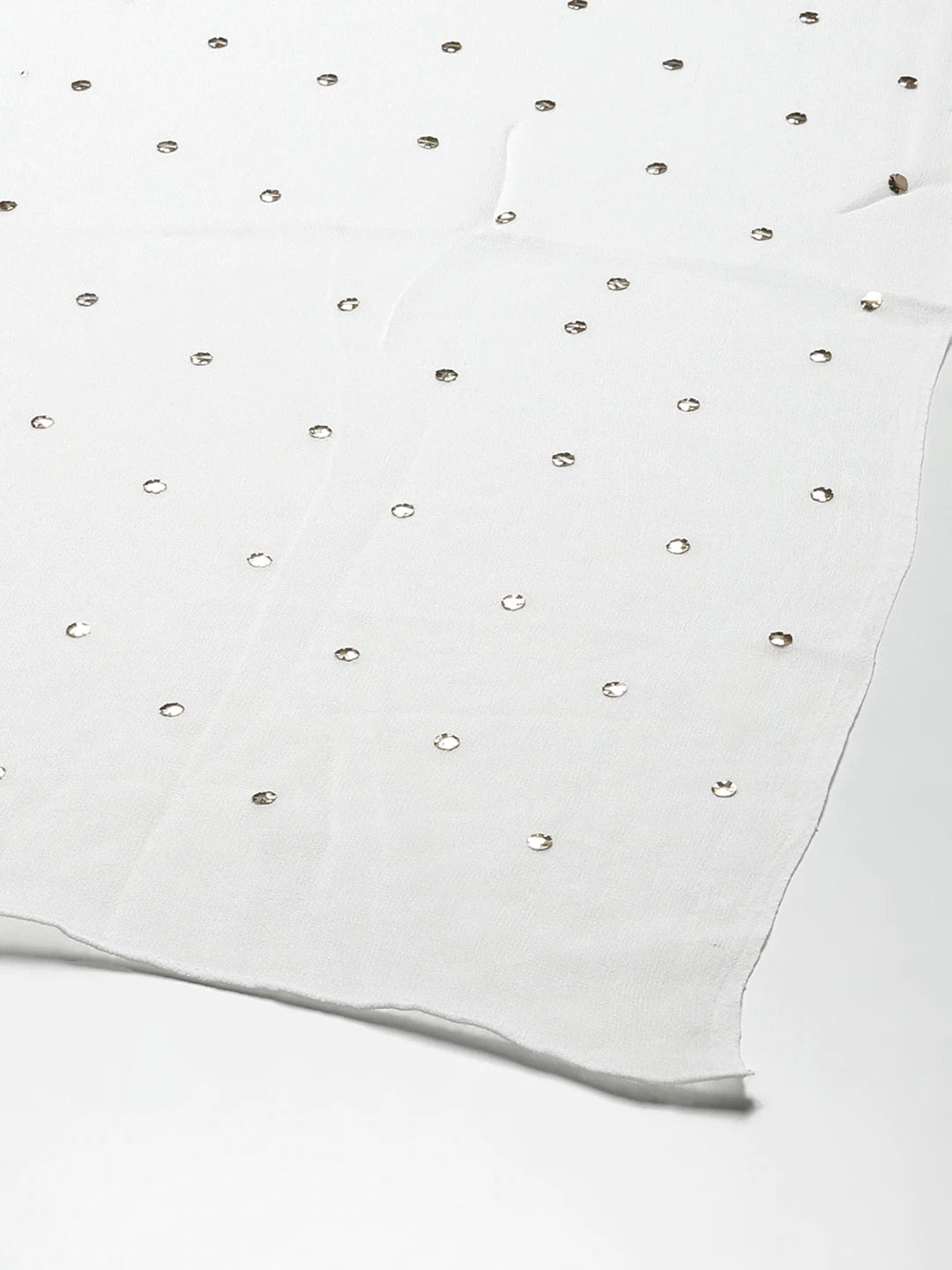 Ada Hand Embroidered White Georgette Lucknowi Chikankari Dupatta With Muqaish Work A511203