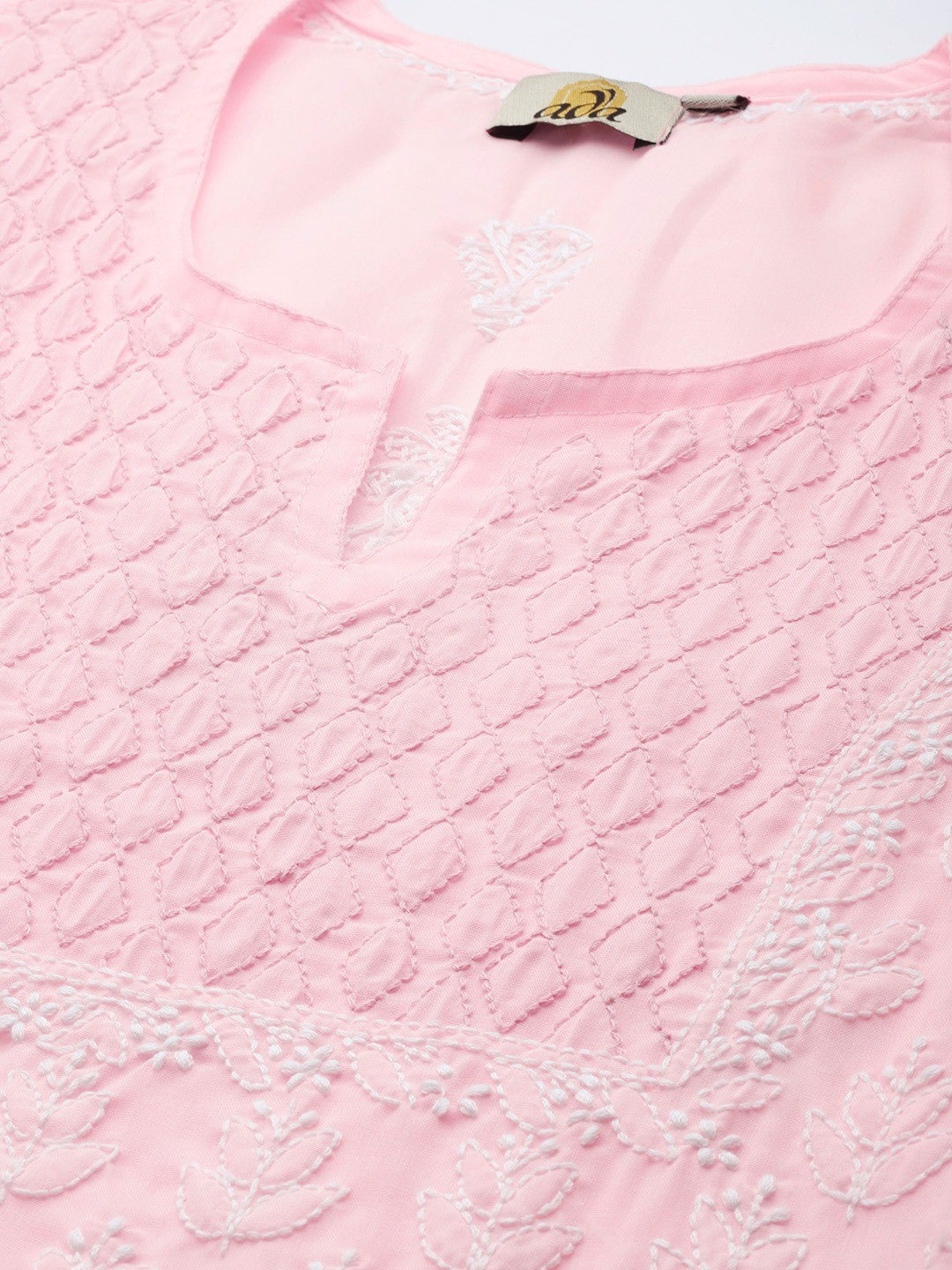 Ada Hand Embroidered Pink Cotton Lucknowi Chikankari Kurti A911212