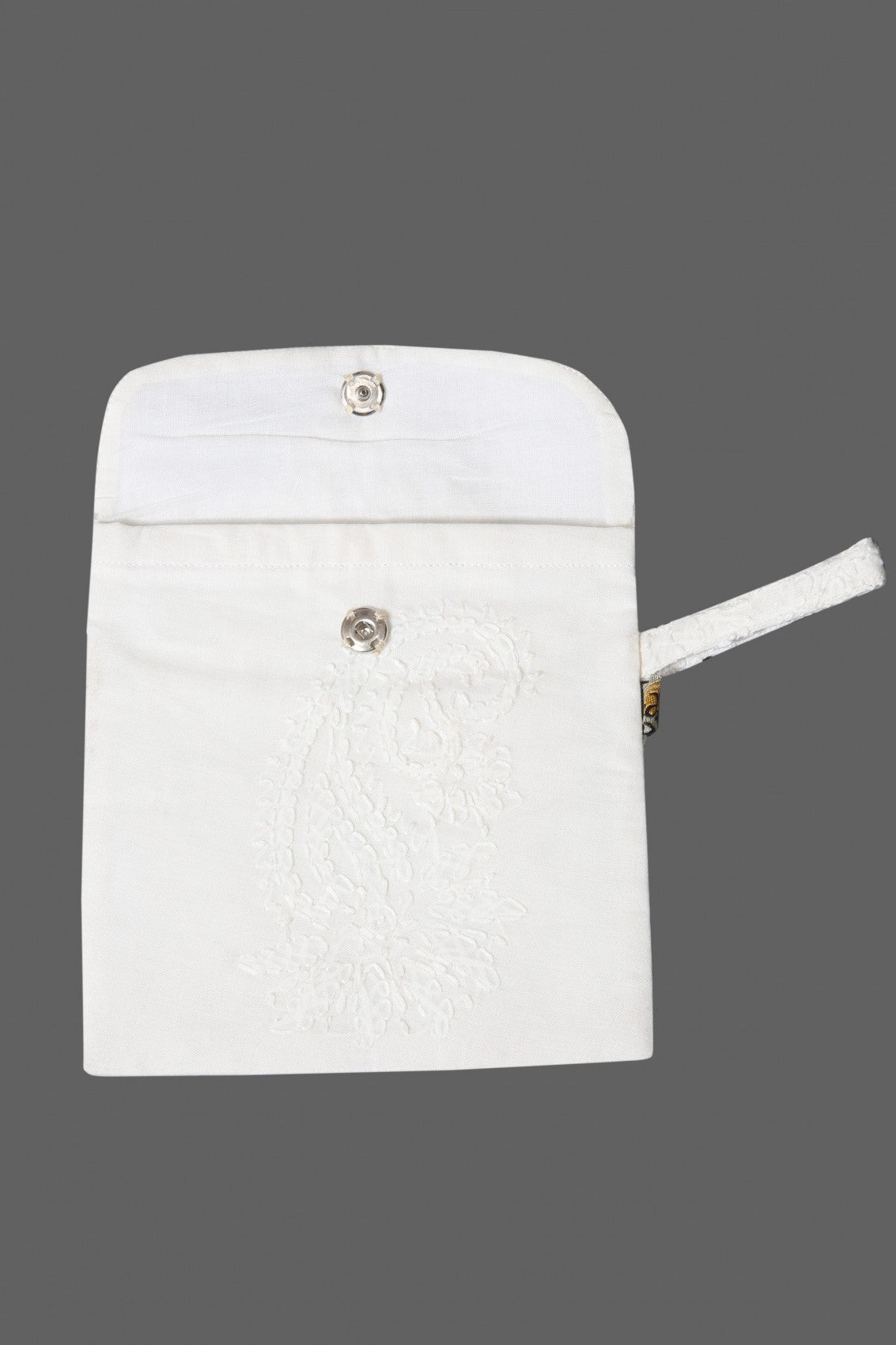 Ada Hand Embroidered Cream Cotton Lucknowi Chikankari Pouch 01A37371