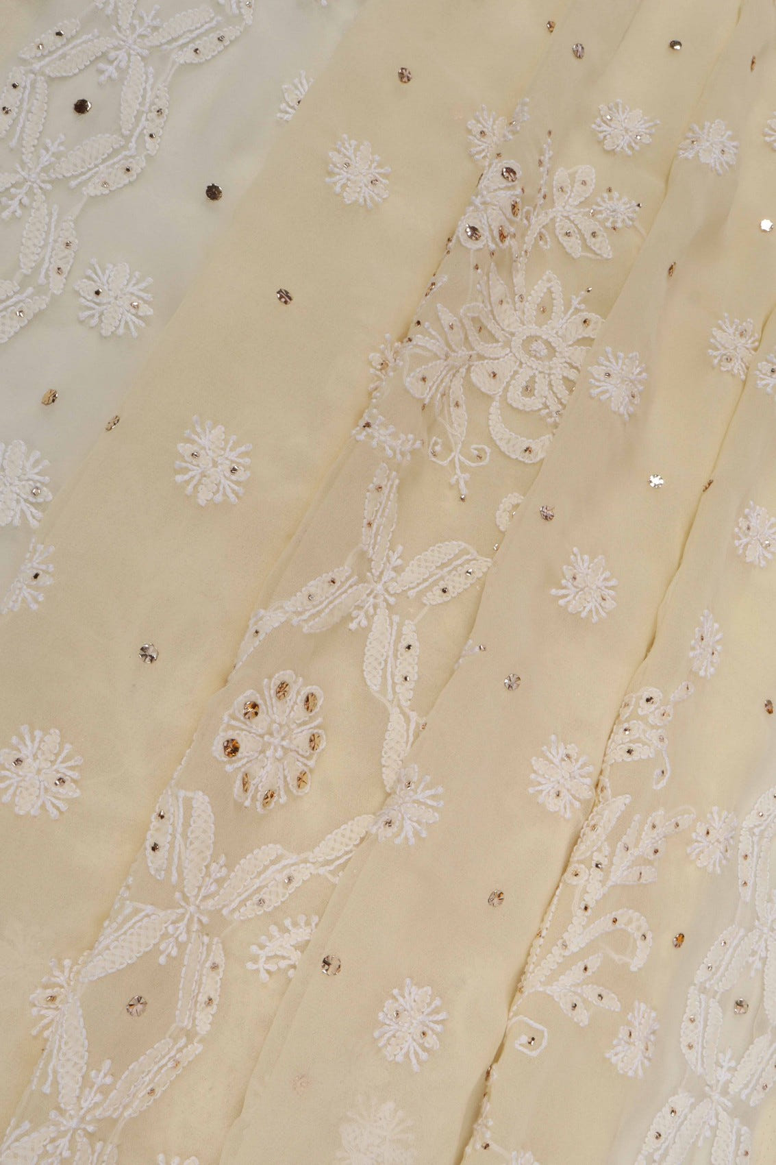 Ada Hand Embroidered Fawn Georgette Lucknowi Chikankari Saree/Blouse With Muqaish Work A516684