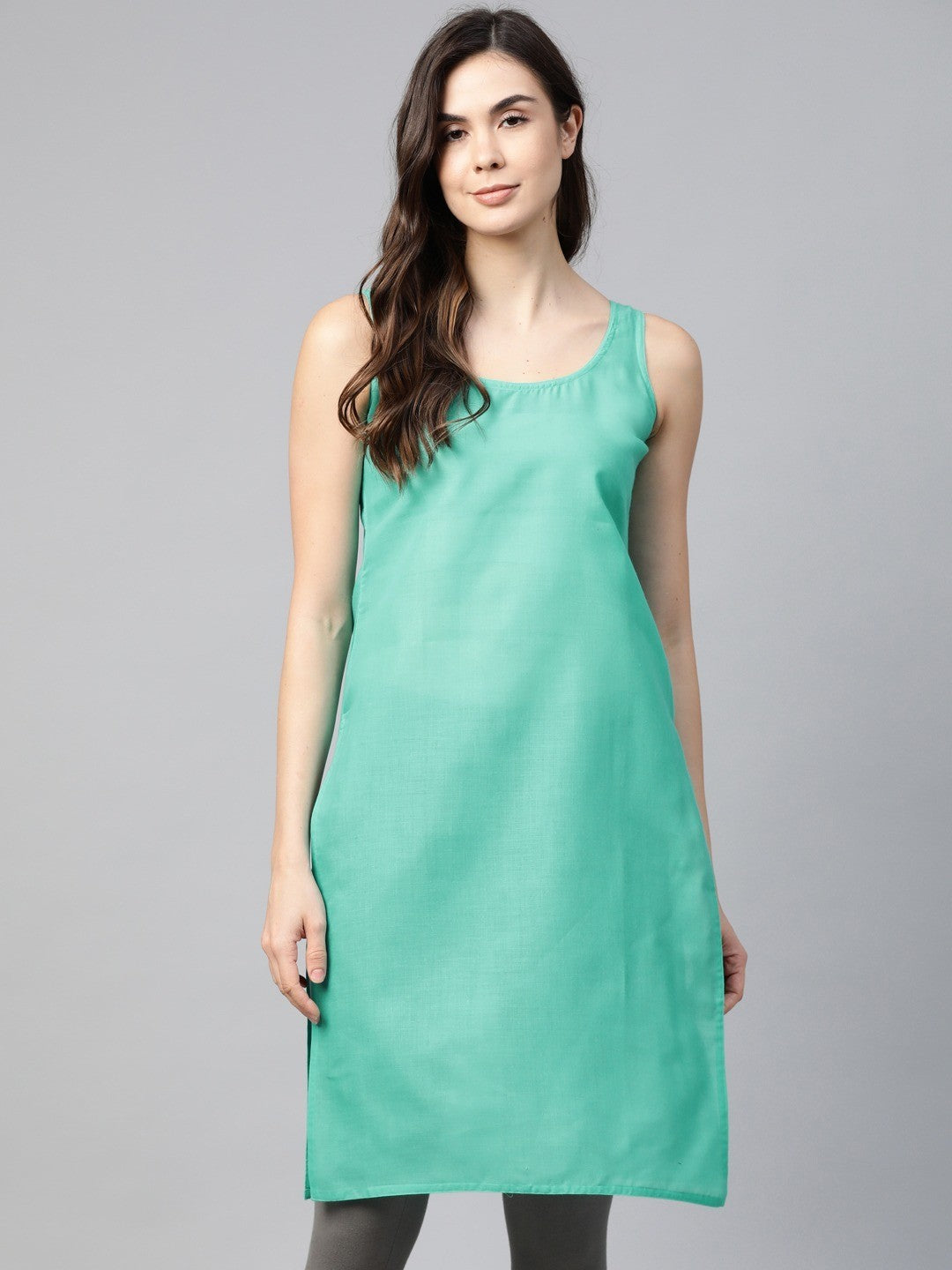 Ada White And Turquoise Blue Cotton Long Slips Combo of 2  A111139.