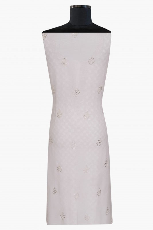 Ada Hand Embroidered White Georgette Chikan Unstitched Kurta Piece With Muqaish Work A617641