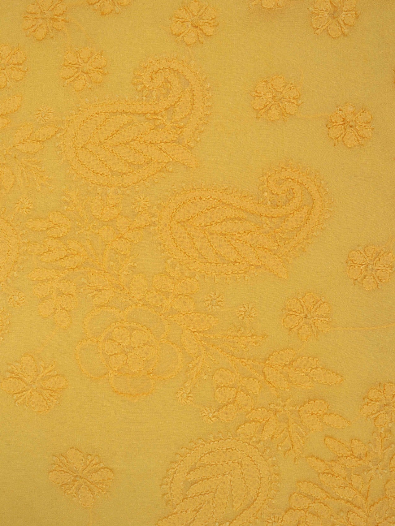 Ada Hand Embroidered Yellow Georgette Lucknowi Chikankari Saree With Blouse 01A131010