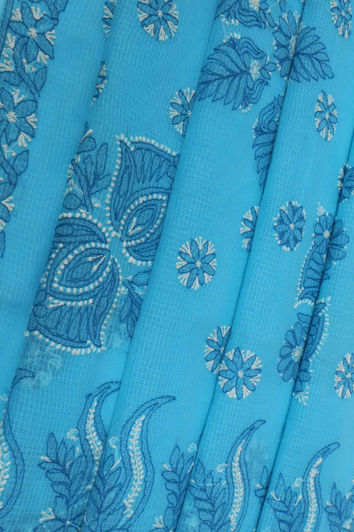 Ada Hand Embroidered Blue Kota Lucknowi Chikankari Saree With Blouse A606775
