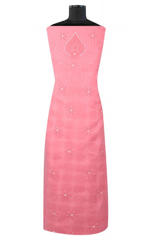 Ada Hand Embroidered Pink Cotton Lucknowi Chikankari Unstitched Suit Piece 01A1943