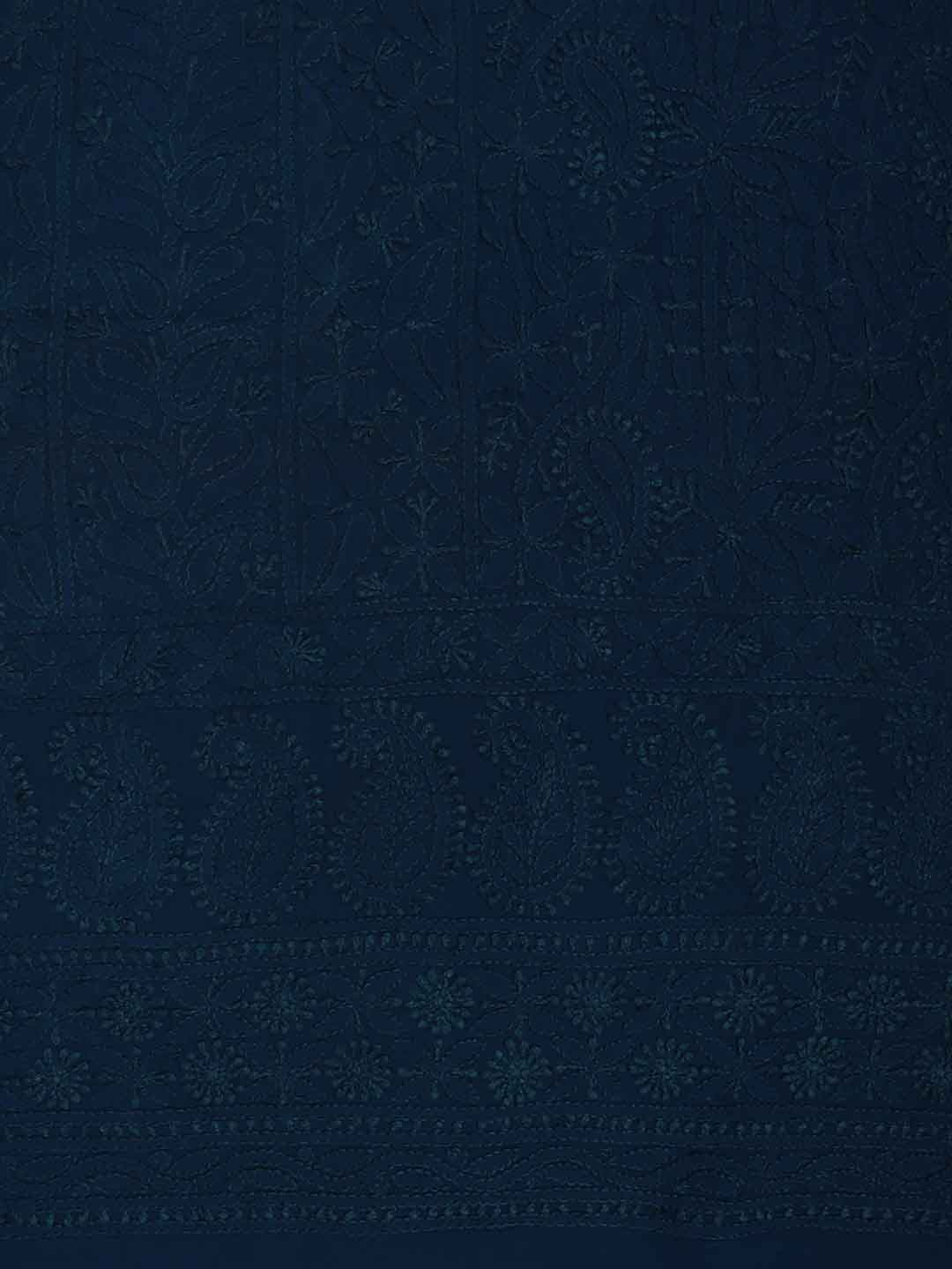 Ada Hand Embroidered Turquoise Blue Georgette Lucknowi Chikan Unstitched Kurta Piece A394935