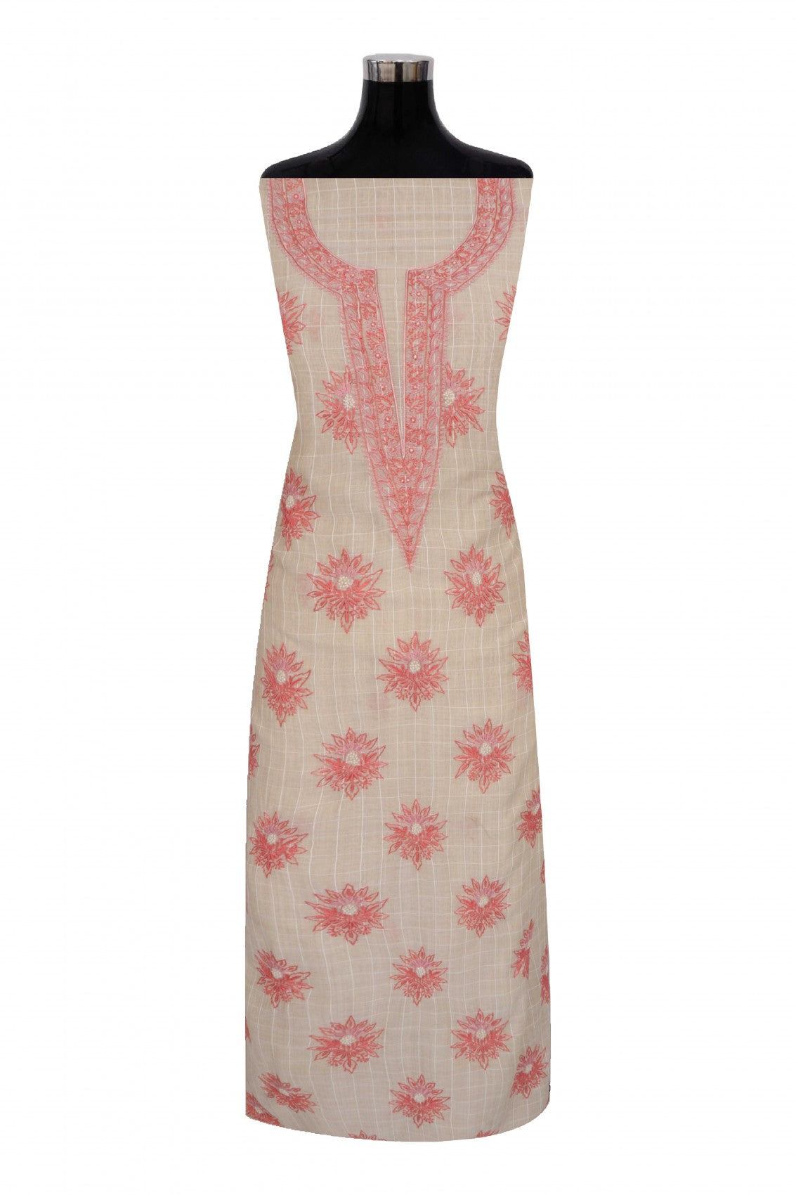 Ada Hand Embroidered Fawn Chanderi Lucknowi Chikankari Unstitched Suit Piece 01A86275