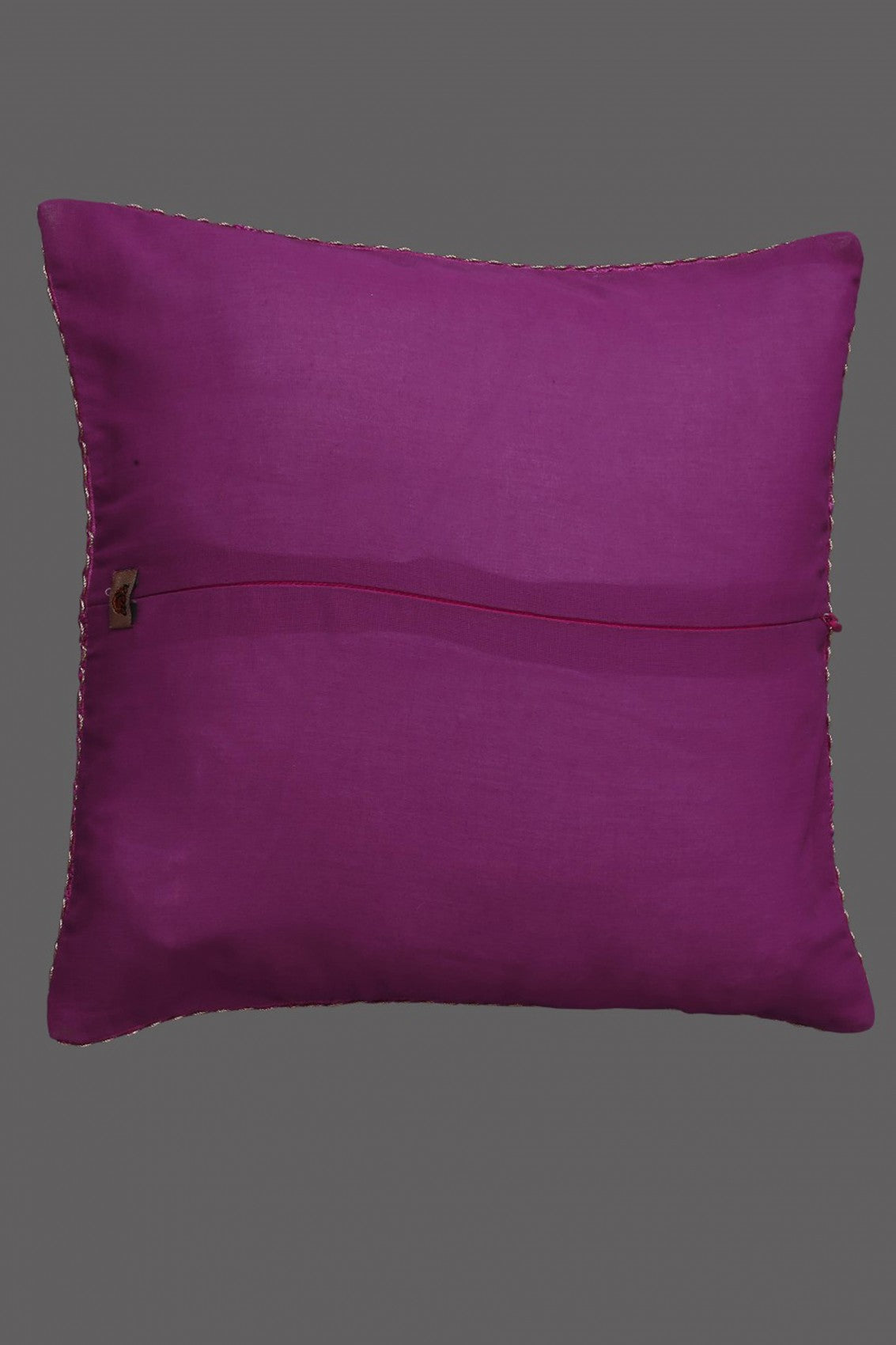 Ada Hand Embroidered Magenta Silk Lucknowi Chikankari Cushion Cover A628222