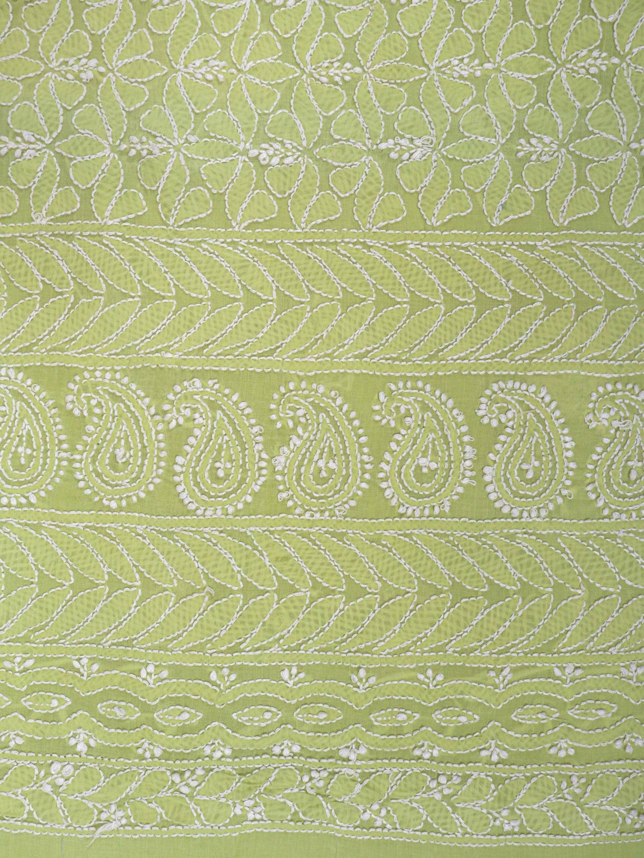 Ada Hand Embroidered Sheen Green Cotton Lucknowi Chikankari Unstitched Suit Piece 01A197623