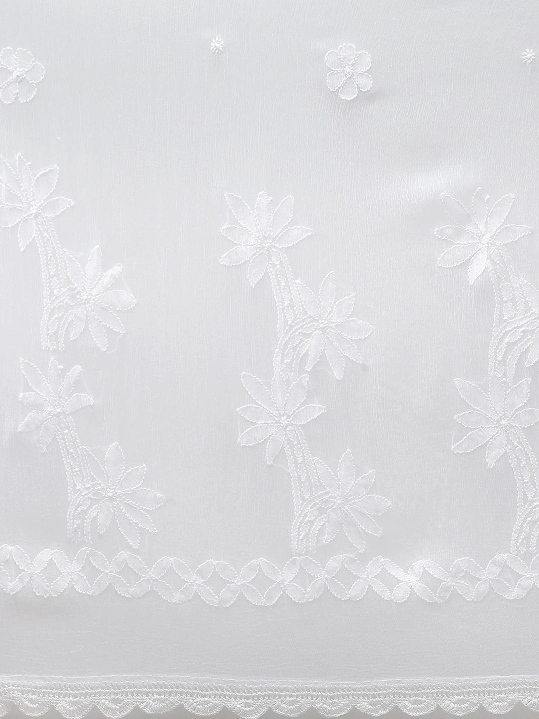 Ada Hand Embroidered White Chiffon Lucknowi Chikankari Dupatta A511183