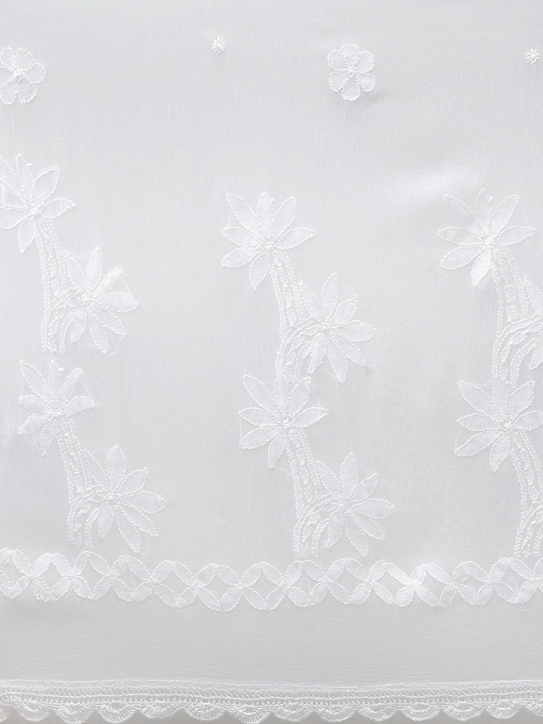 Ada Hand Embroidered White Chiffon Lucknowi Chikankari Dupatta A511183