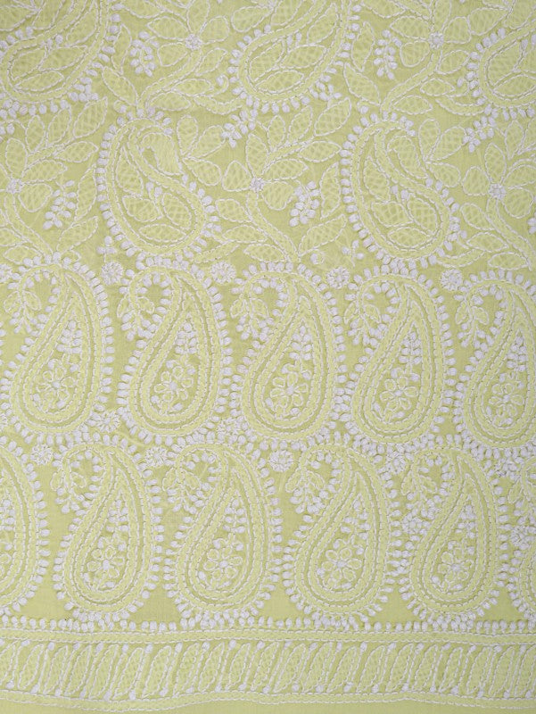 Ada Hand Embroidered Lemon Cotton Lucknowi Chikankari Unstitched Suit Piece 01A197630