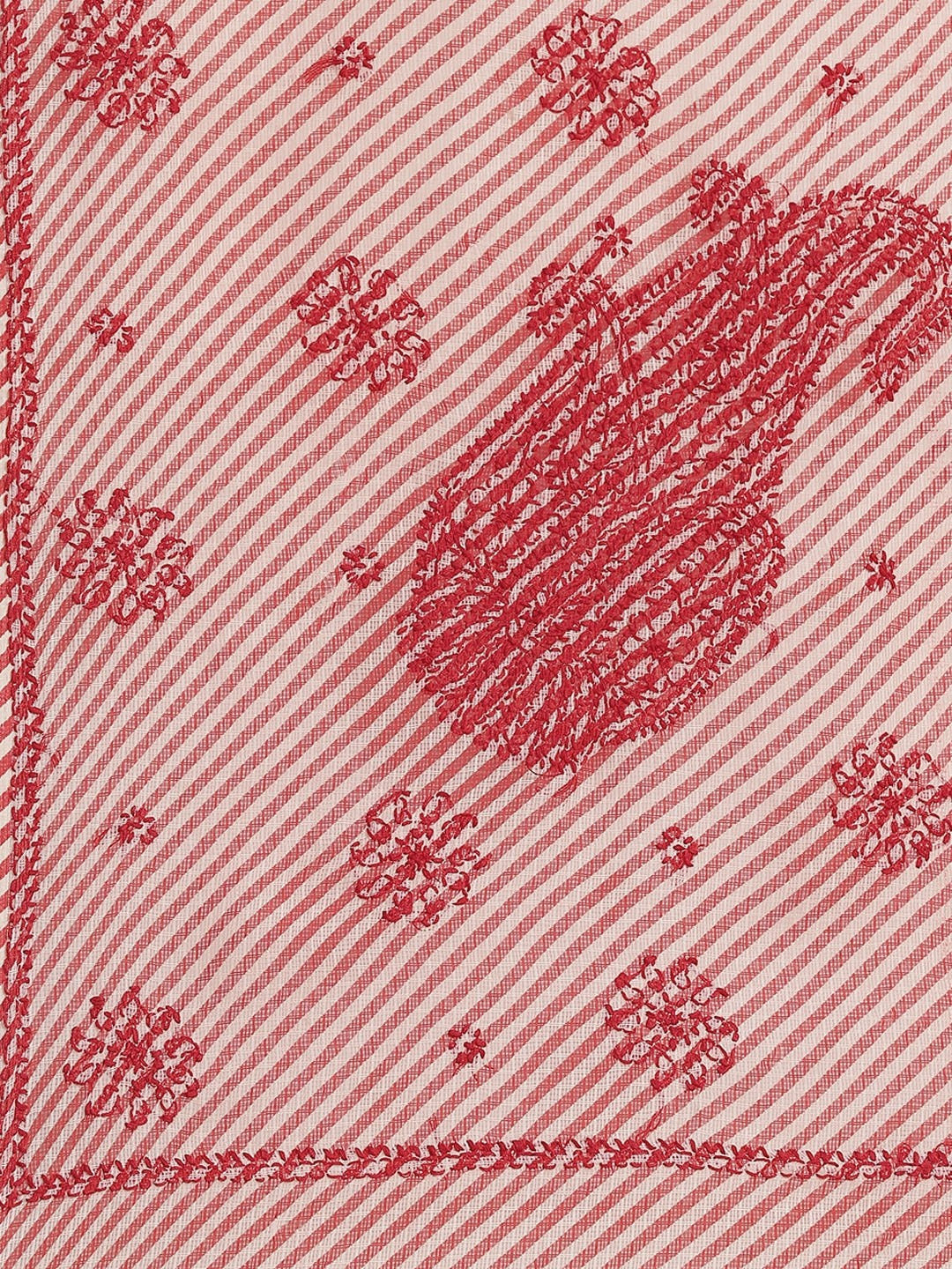 Ada Hand Embroidered Red Kota Lucknow Chikan Saree With Blouse A311352
