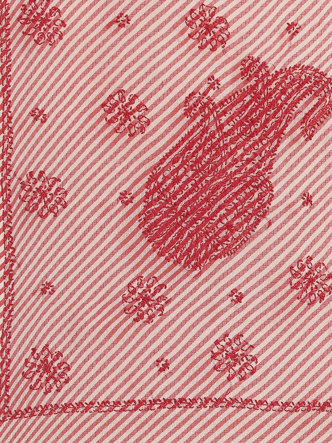 Ada Hand Embroidered Red Kota Lucknow Chikan Saree With Blouse A311352