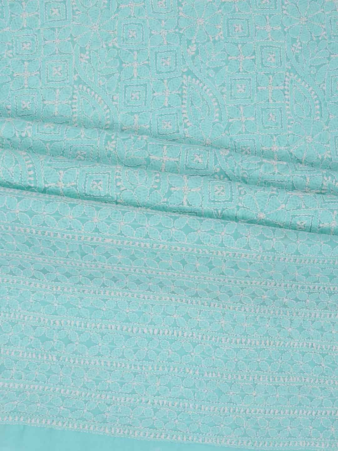 Ada Hand Embroidered Sea Green Cotton Lucknowi Chikankari Unstitched Suit Piece 01A184320