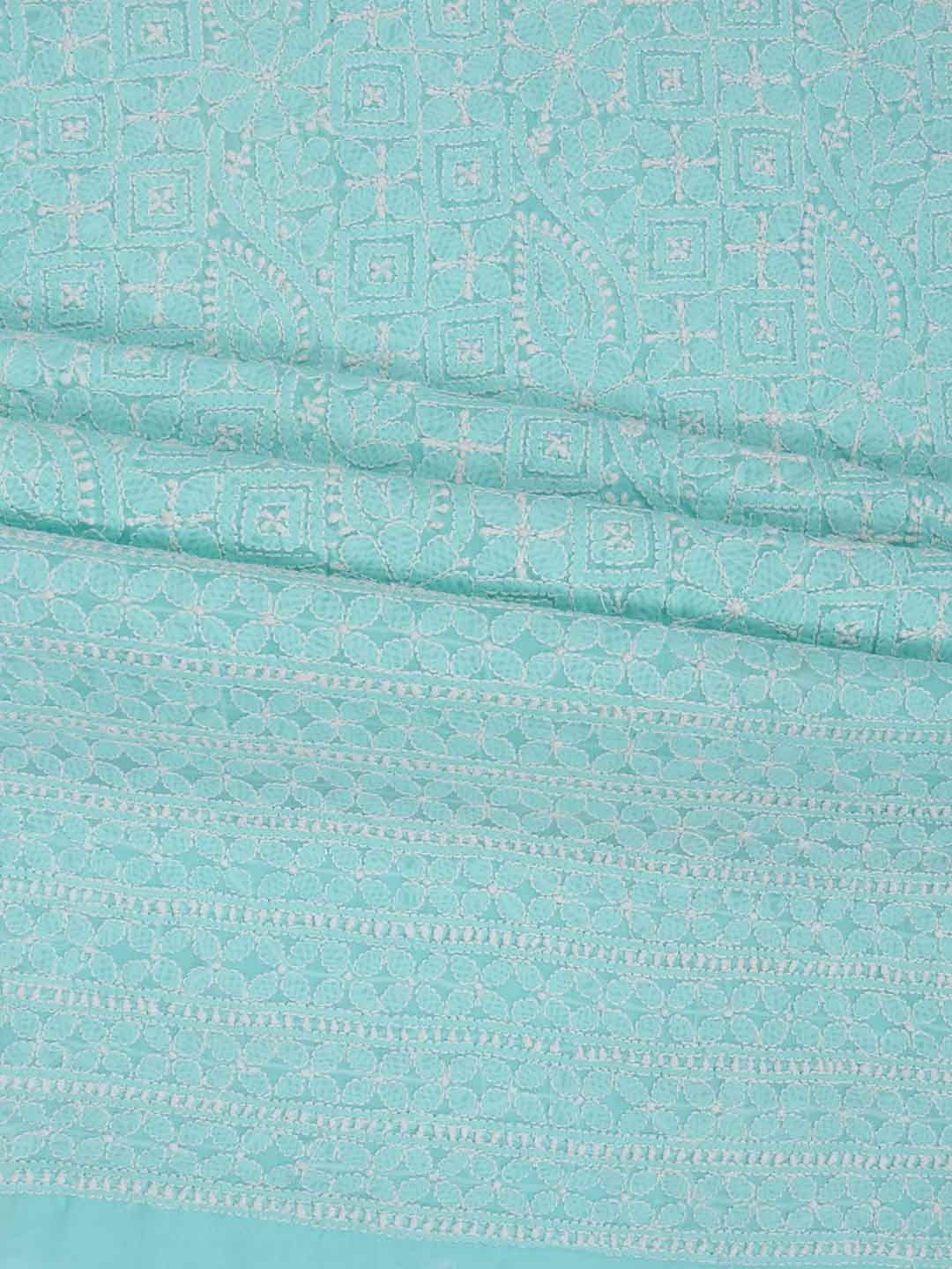 Ada Hand Embroidered Sea Green Cotton Lucknowi Chikankari Unstitched Suit Piece 01A184320